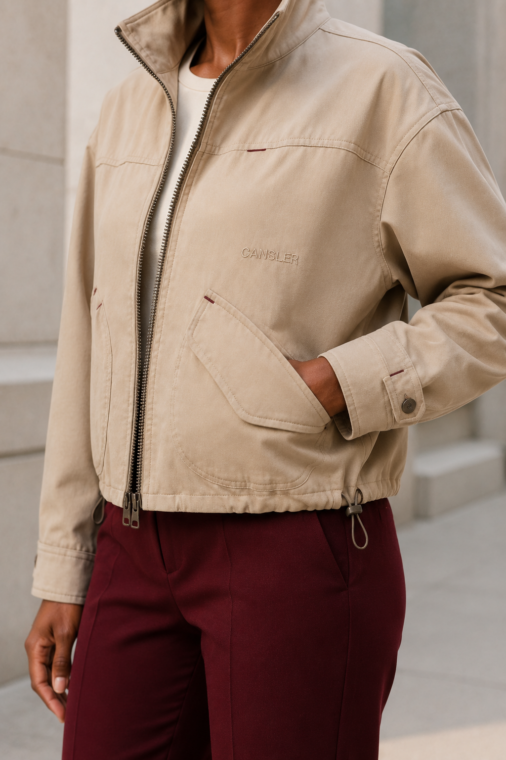 Sand Cropped Utility Jacket
