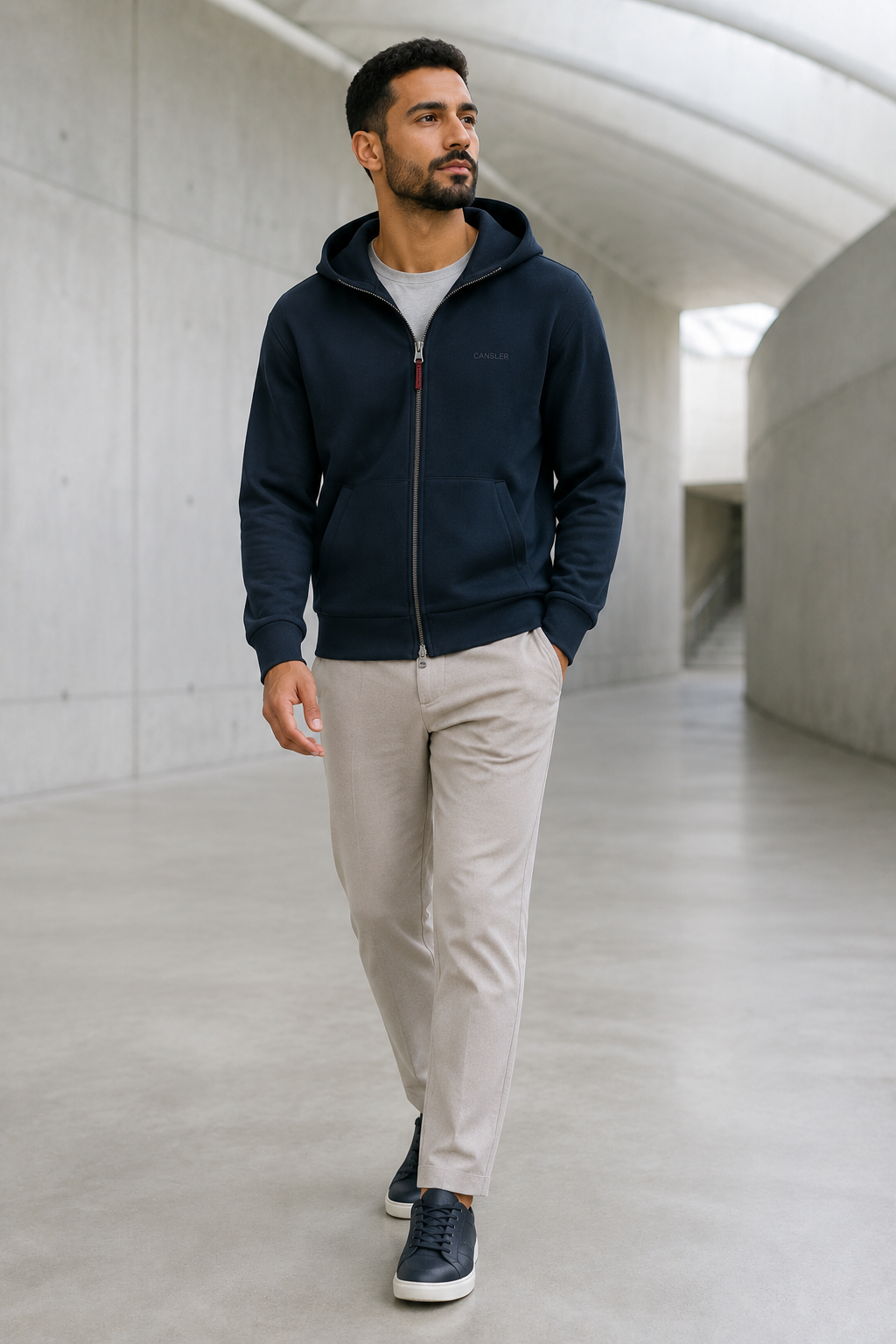 Navy Essential Full-Zip Hoodie