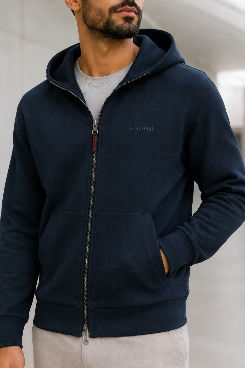 Navy Essential Full-Zip Hoodie