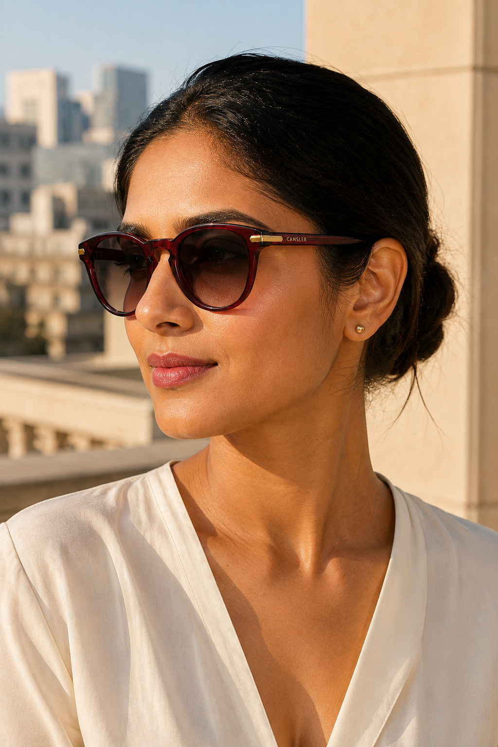 Merlot Gradient Round Sunglasses