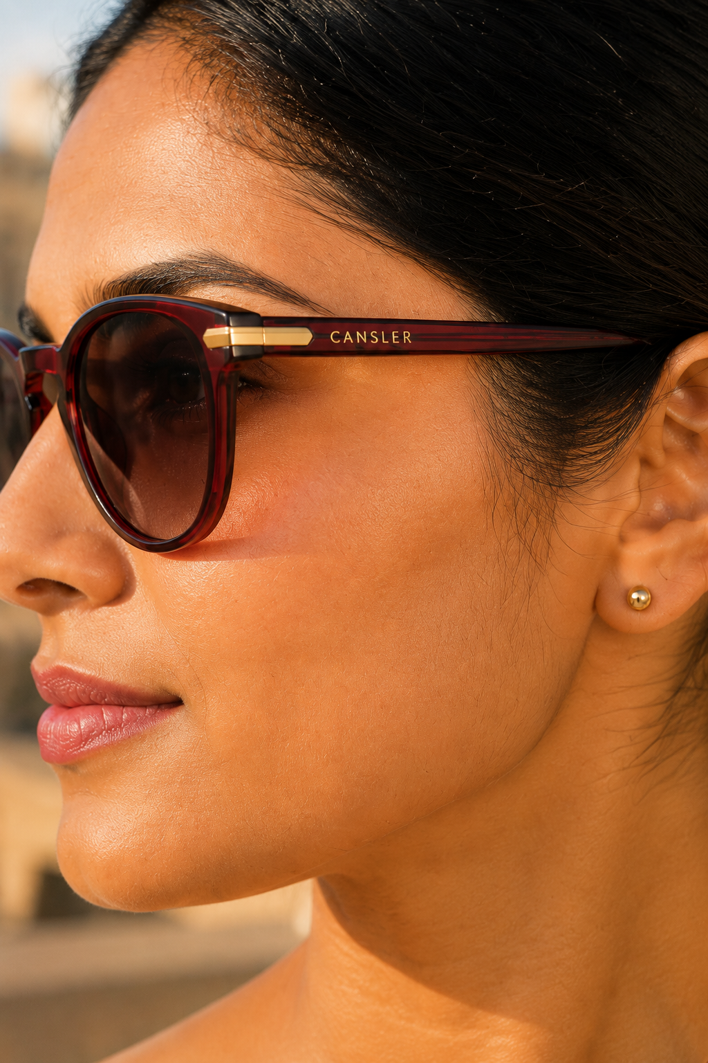 Merlot Gradient Round Sunglasses