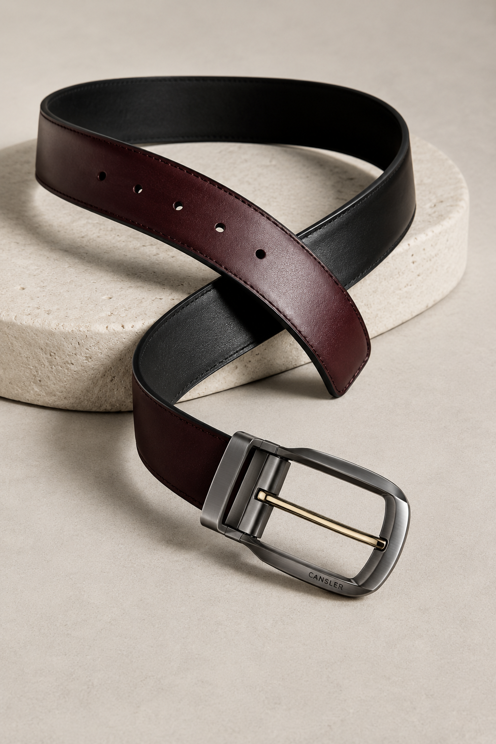Black & Merlot Contrast Belt