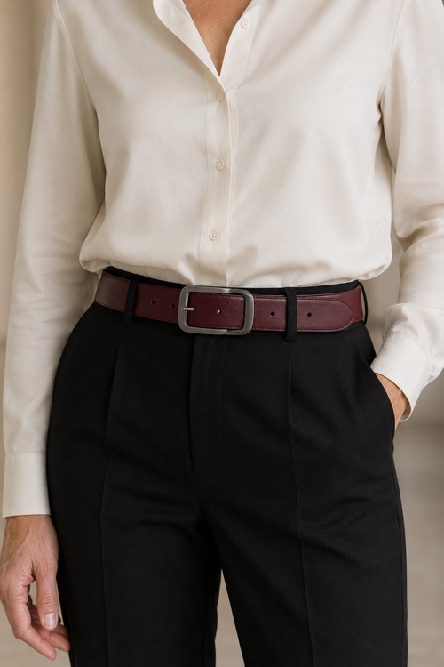 Black & Merlot Contrast Belt
