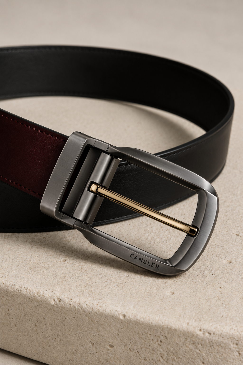 Black & Merlot Contrast Belt