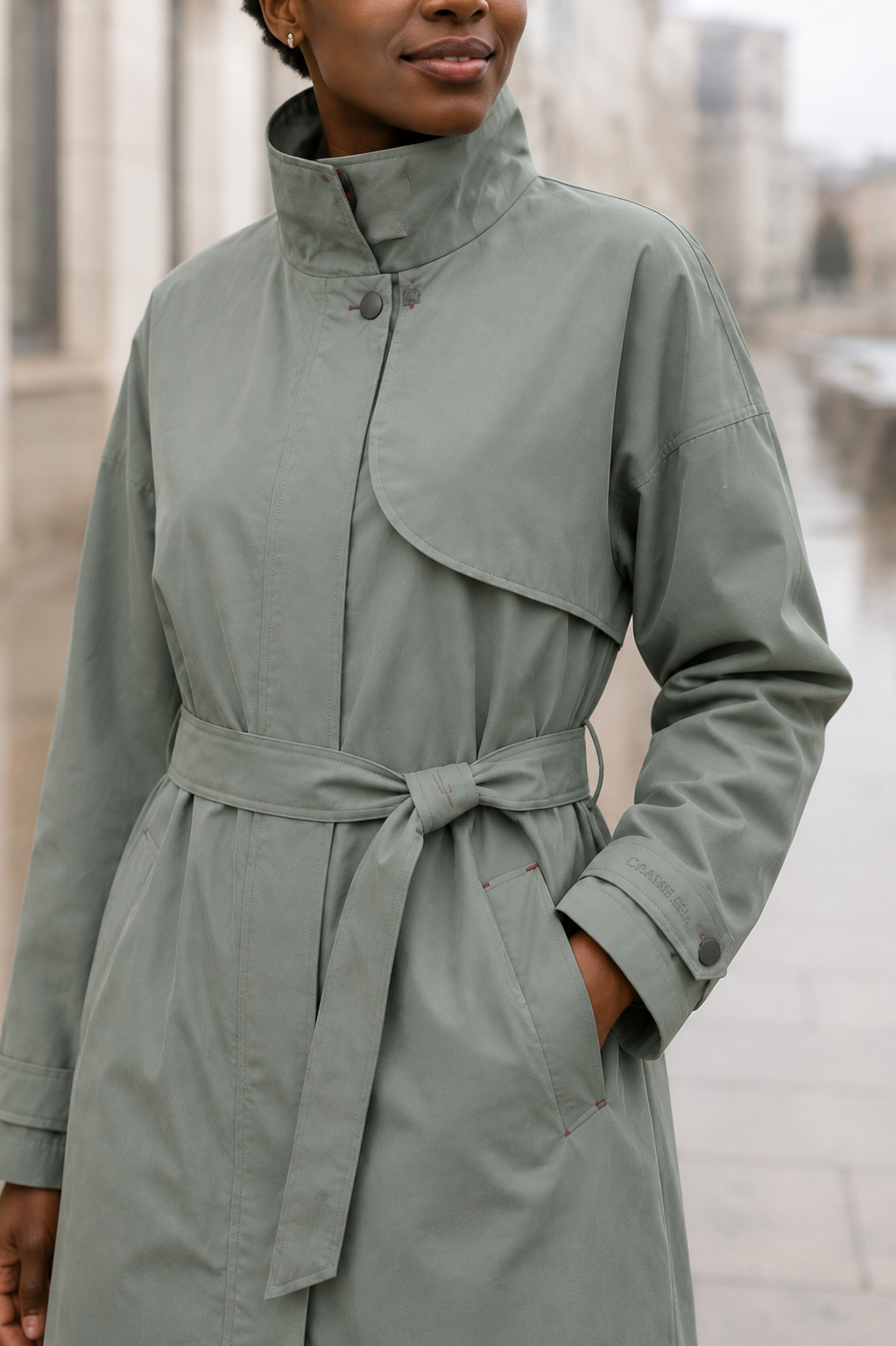 Sage Belted Utility Trench Coat