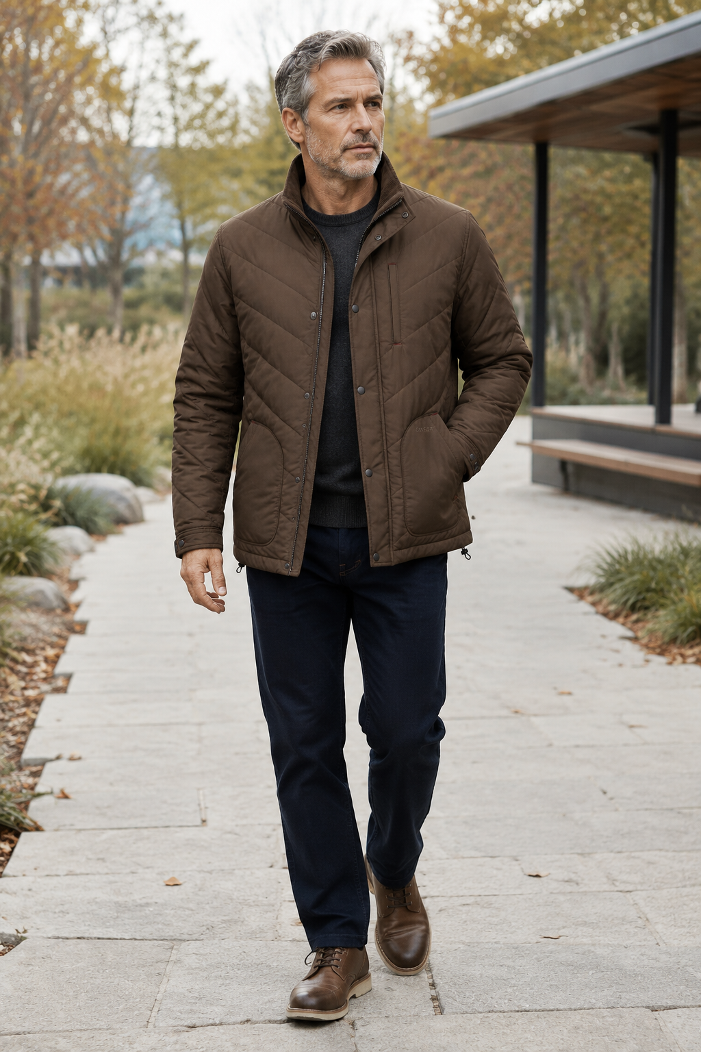 Cocoa Chevron-Quilted Jacket