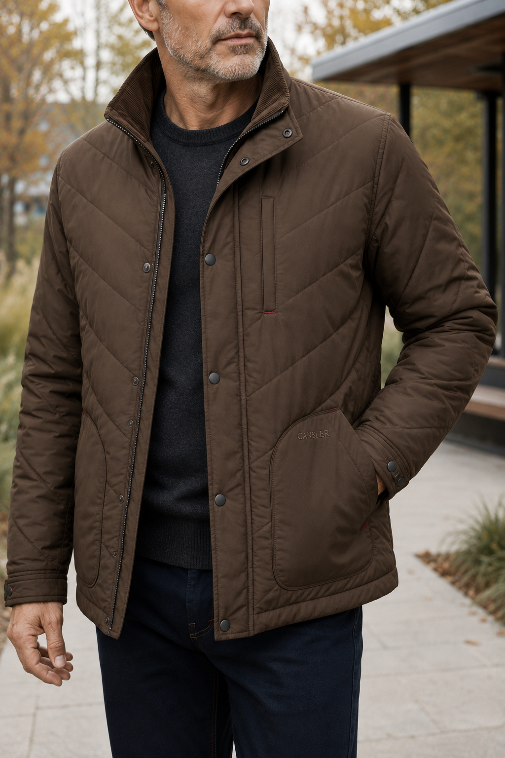 Cocoa Chevron-Quilted Jacket
