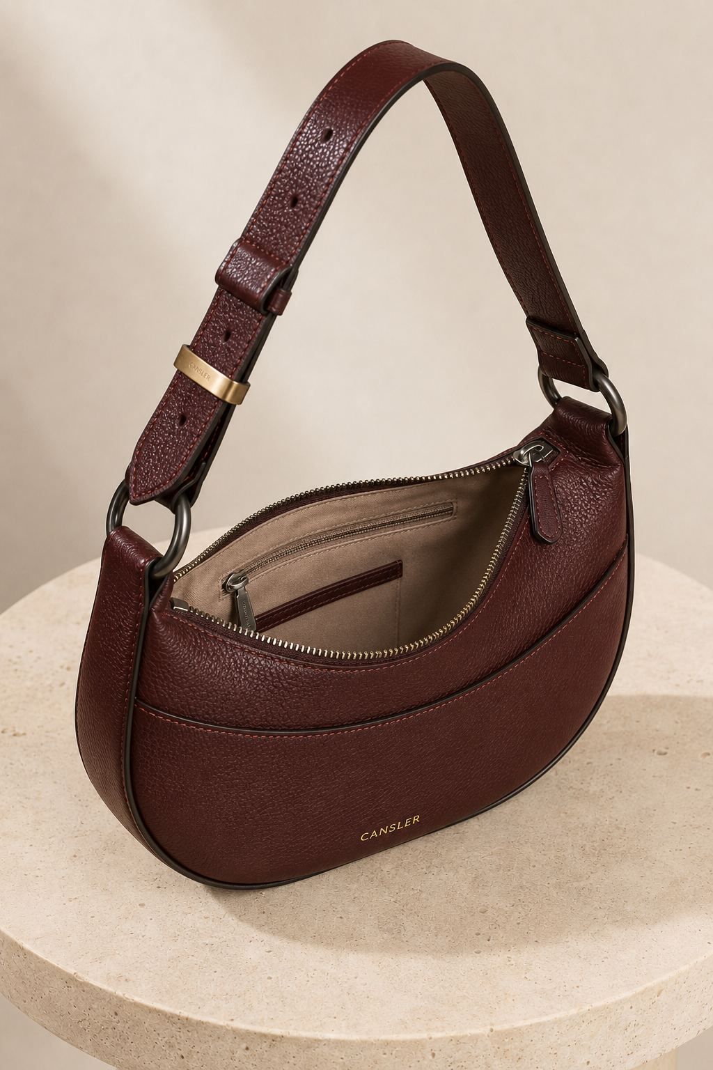 Merlot Crescent Shoulder Bag