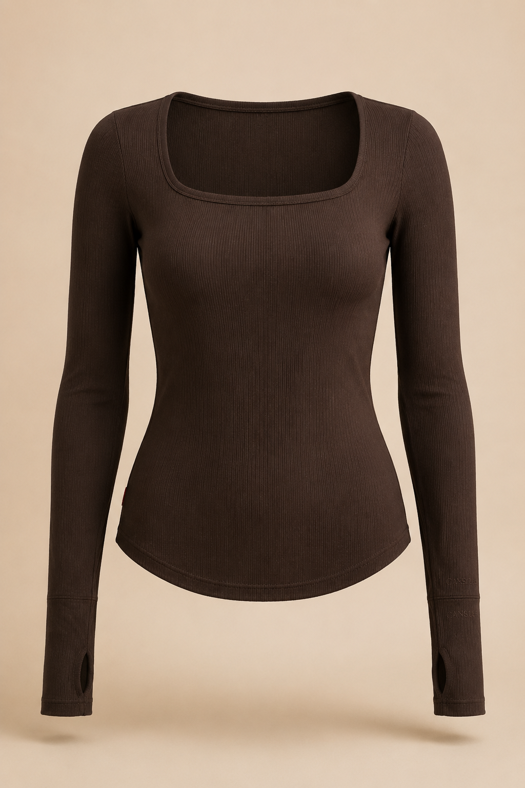 Cocoa Square-Neck Thumbhole Top